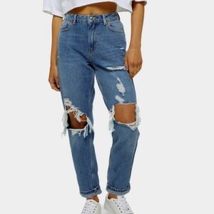 Topshop Distressed Mom Jeans